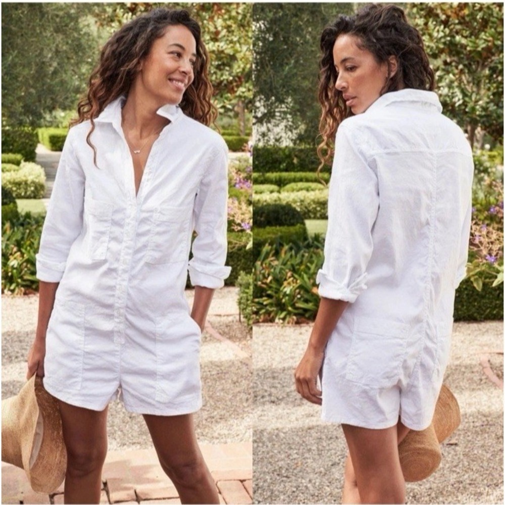 Frank & Eileen White Cotton Romper Jumpsuit